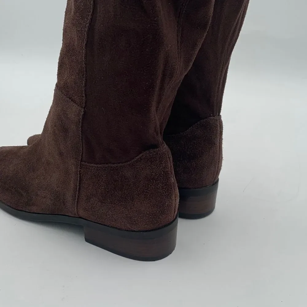 Lucky Brand knee high dark brown suede leather Calypso style boots size 7.5/38